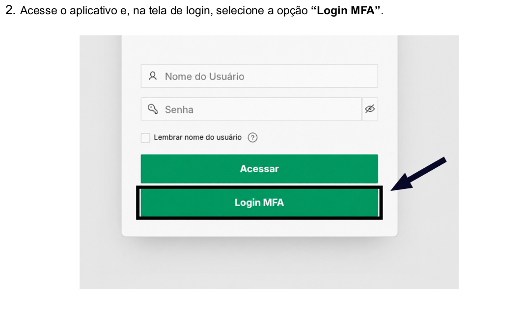 Tela de login do Facilita com a opção Login MFA destacada